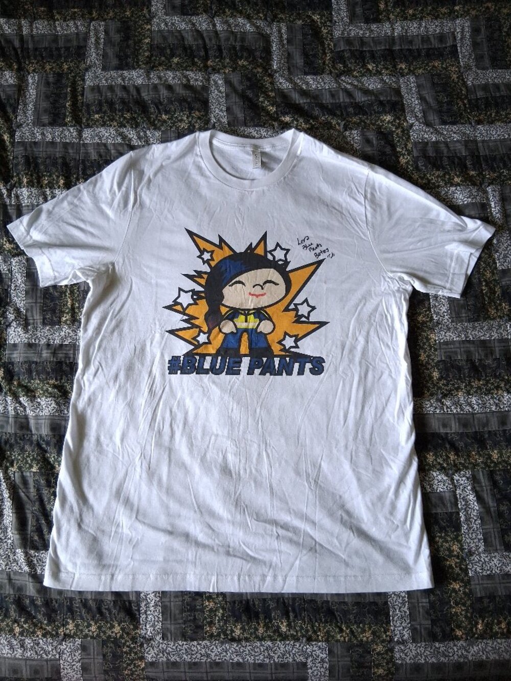 Leva Bates "Blue Pants" White T-Shirt Adult XL Indie Wrestling Signed